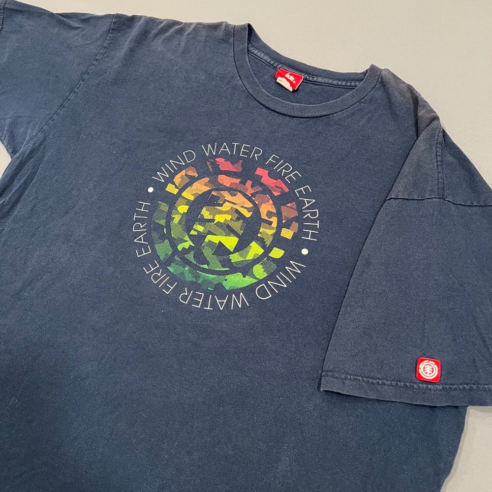 Element Skateboards Vintage Rainbow Logo Faded Navy Graphic Tee Shirt XL